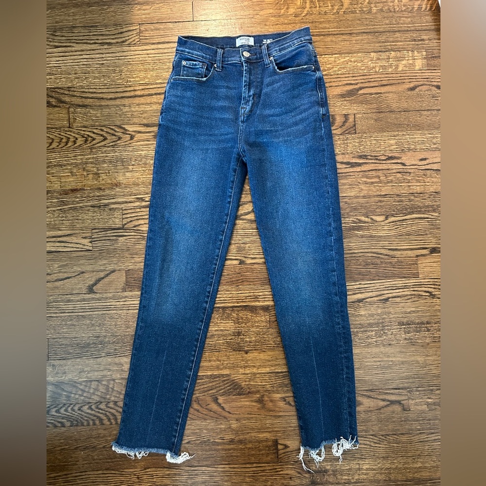 Kensie Jeans - Juliet High Rise Slim Dark Blue Ankle Jeans with Distressed Hem